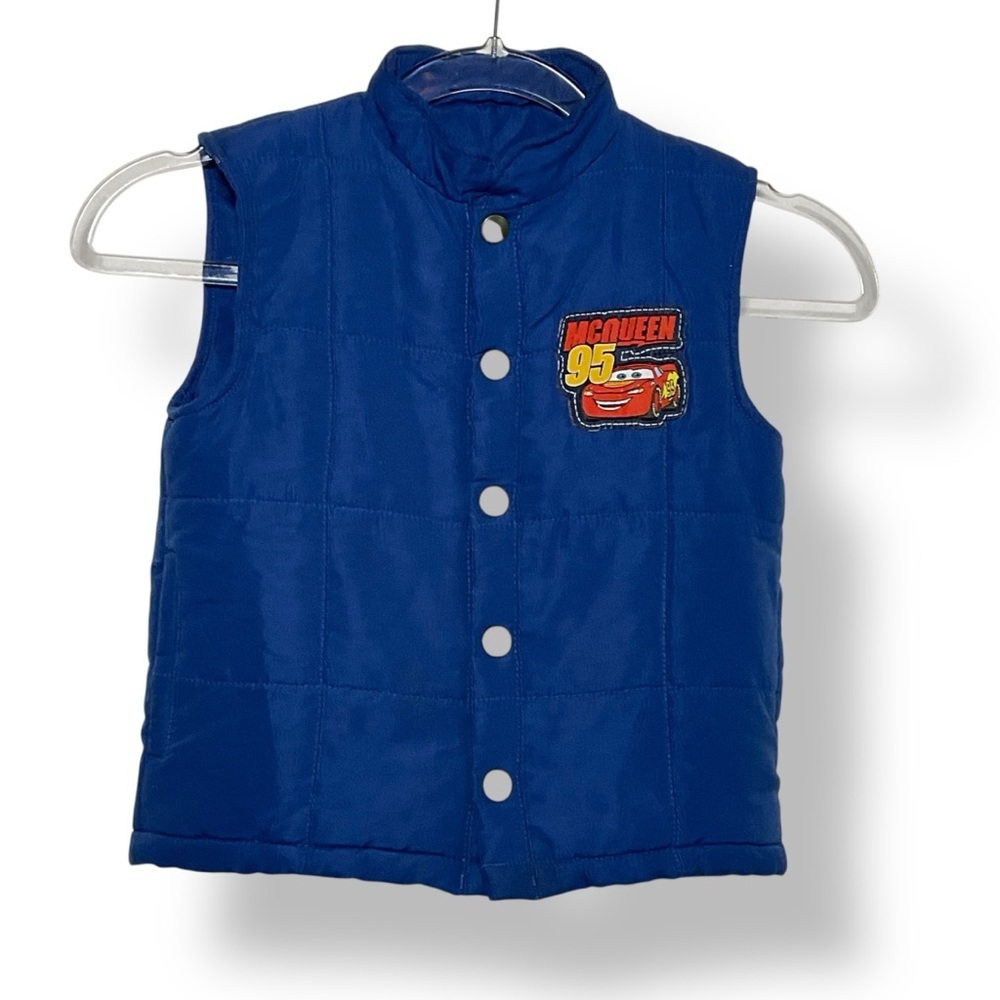 Disney Cars Vest Lightning McQueen Vintage Blue Puffer Boys Size 3